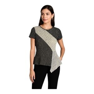 BCBGMaxAzria NWT Kaleigh Top Black and White Peplum